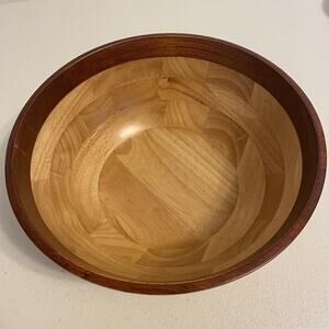 Lipper International Bamboo Wooden Round Salad Bowl Medium Size 4.25x10” Healthy